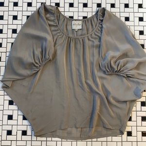 Chelsea Flower 100% silk grey balloon blouse M